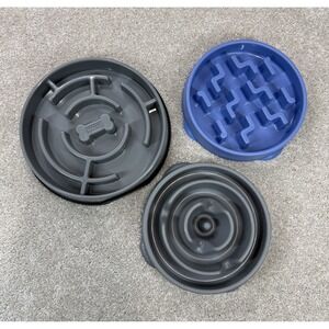 Outward Hound Slow Feeders for Pets Dogs Cats  Blue and Gray Set of 3